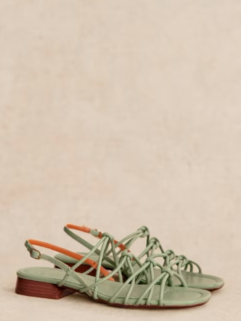 Sézane Elsie Low Sandals in Glazed Almond Green